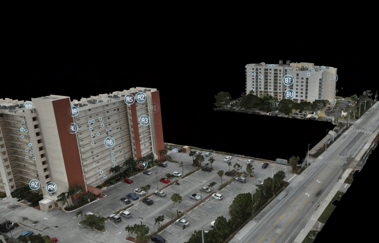 3-D model of buildings next to a development site captured for a pre-condition survey